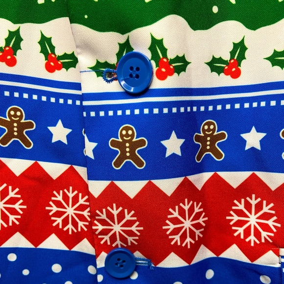 OPPOSUITS Christmas Blazer Gingerbread Men, Reindeer, & Holly Men’s Sz M US38-40 - Picture 3 of 9